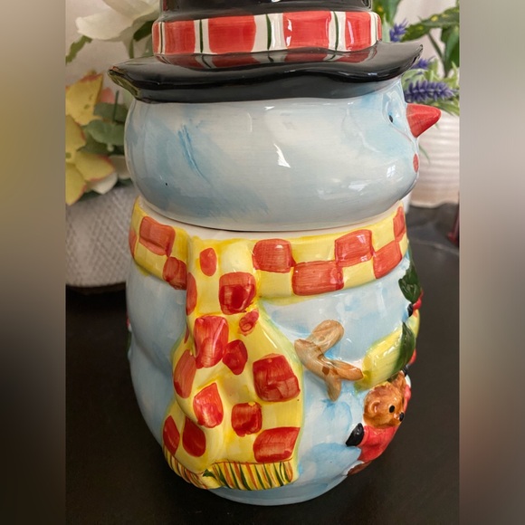 ☃️ VINTAGE COLLECTIBLE CERAMIC SNOWMAN COOKIE JAR! APPROX 9”x 6”. NEVER USED! - Picture 4 of 14